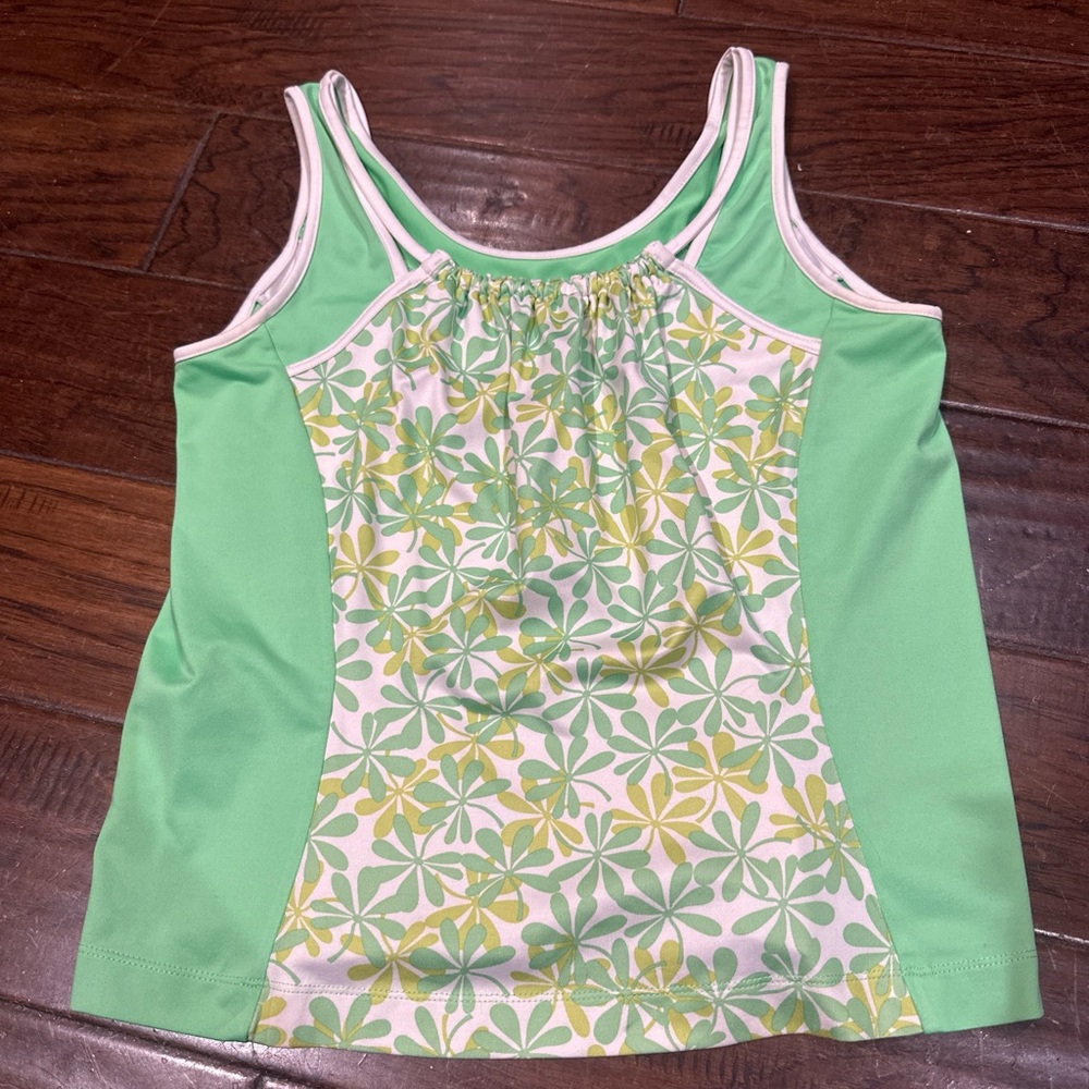 Wimbledon Green and Yellow Floral‎ Tank Top